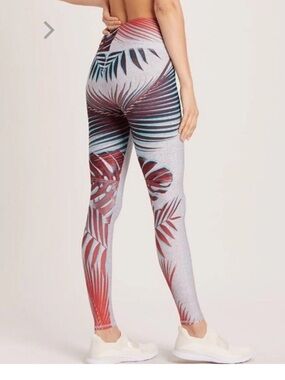 Niyama Sol Red and Teal Tropical High-Waist Leggings
